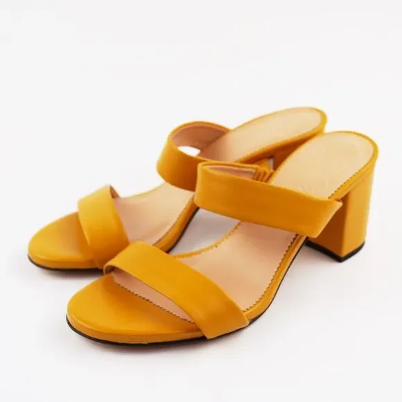 New JCREW Size 7 Lucie Double-Strap Block-Heel Sandals in Warm Marigold - Picture 4 of 7